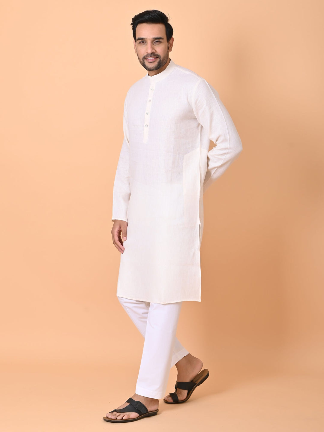 Solid Cream Kurta Set