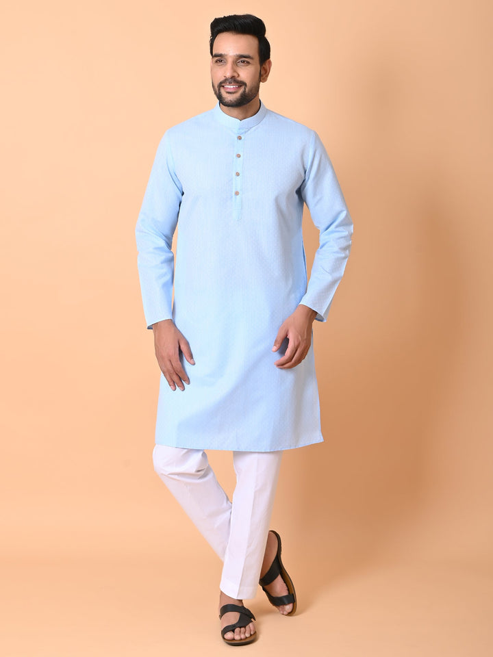 Textured Blue Kurta Set
