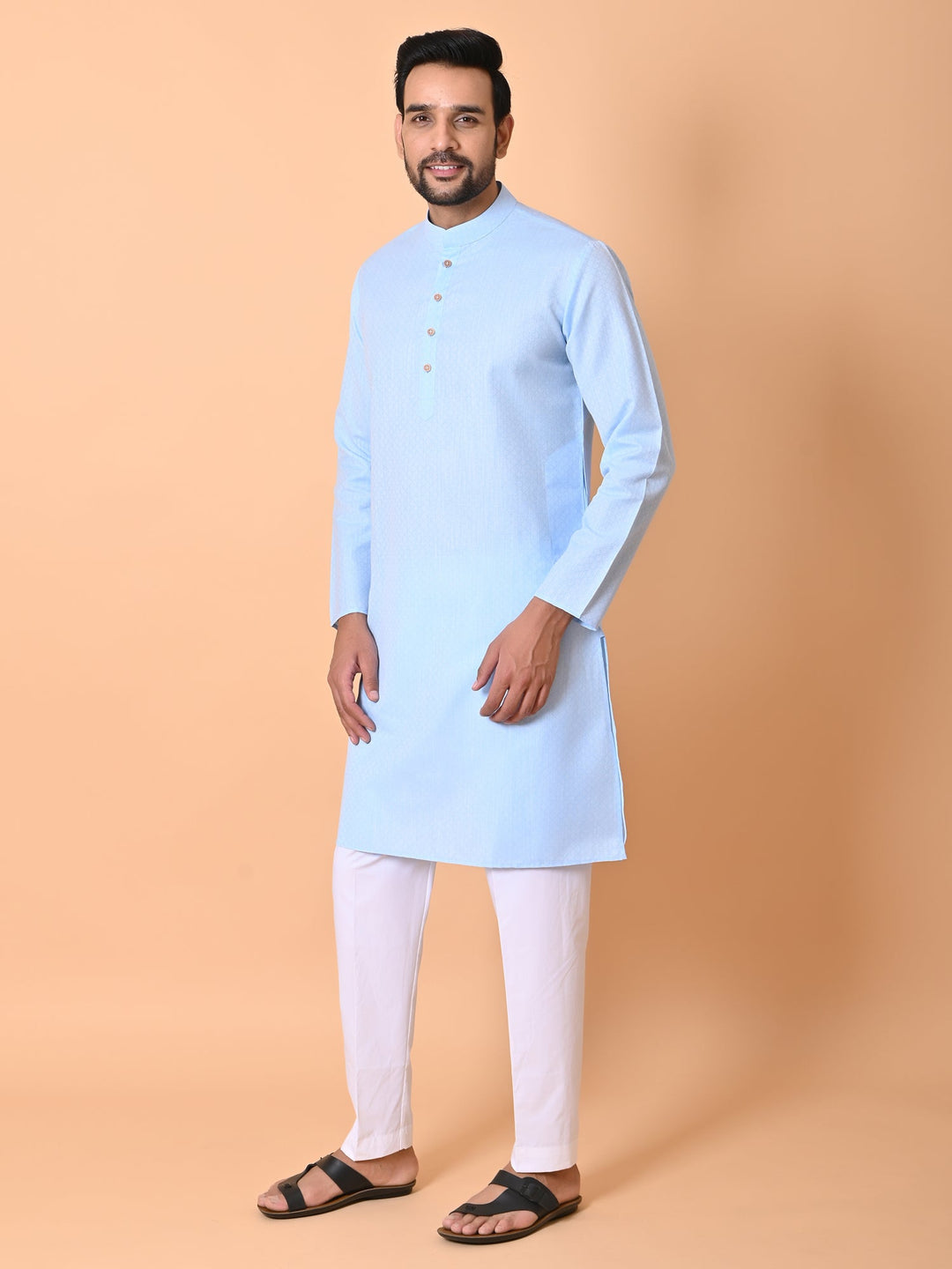 Textured Blue Kurta Set