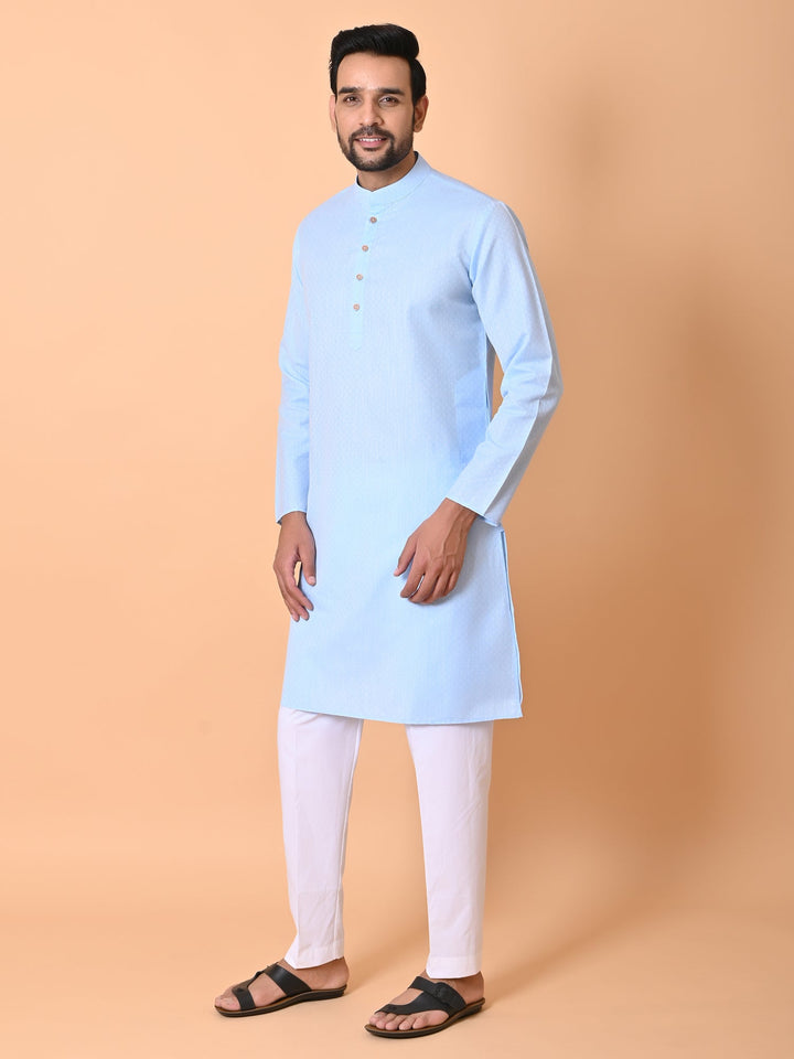 Textured Blue Kurta Set