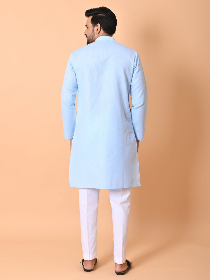 Textured Blue Kurta Set