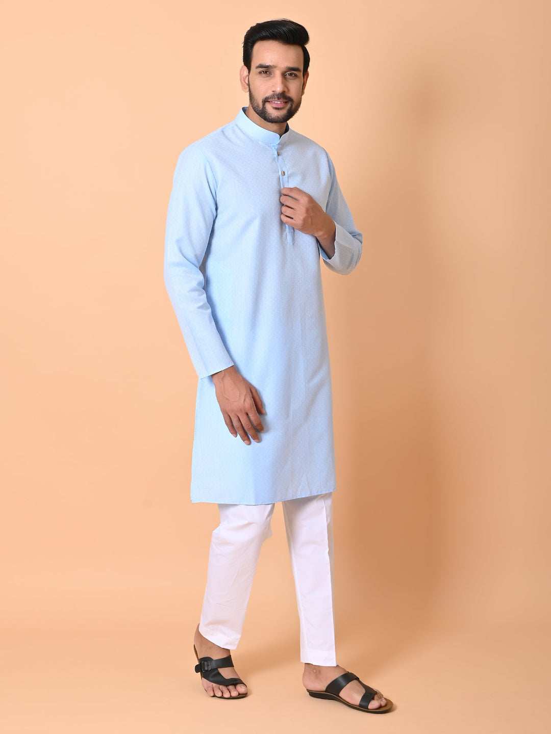 Textured Blue Kurta Set