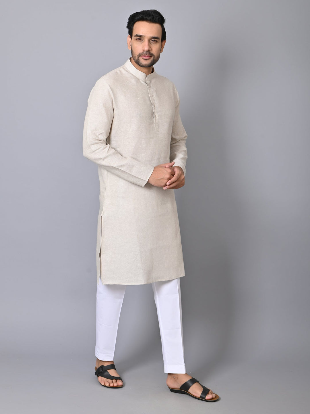 Solid Khaki Kurta Set