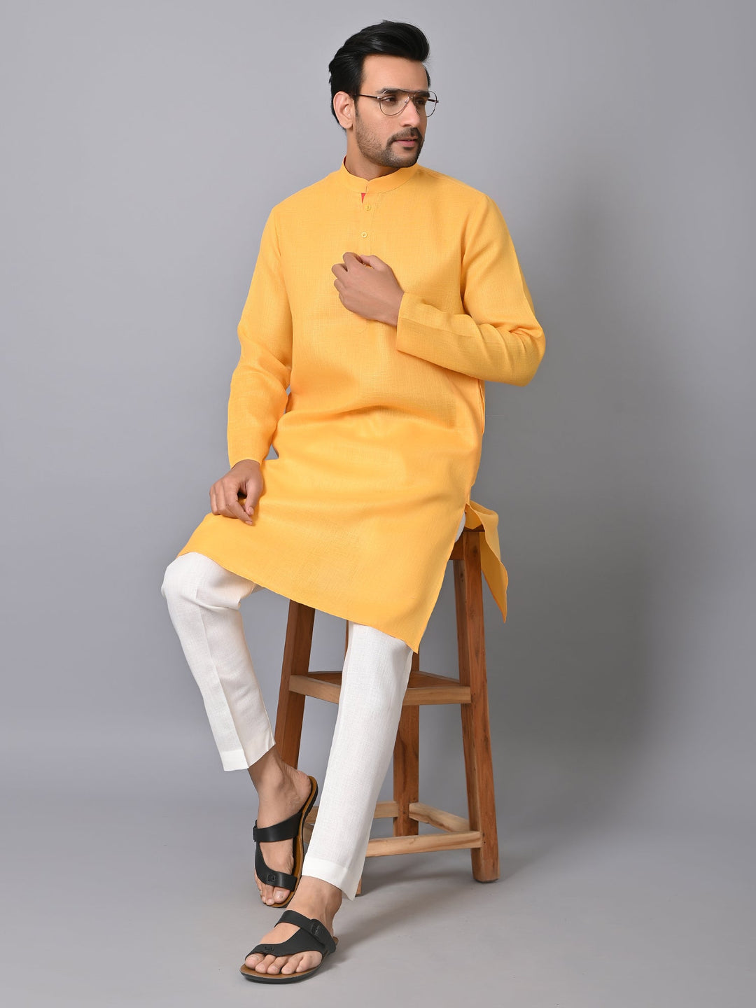 Solid Yellow Kurta Set