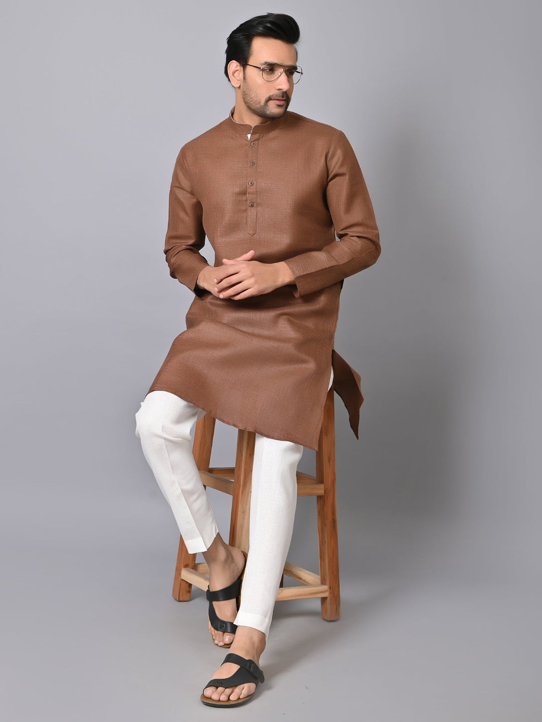 Solid Brown Kurta Set