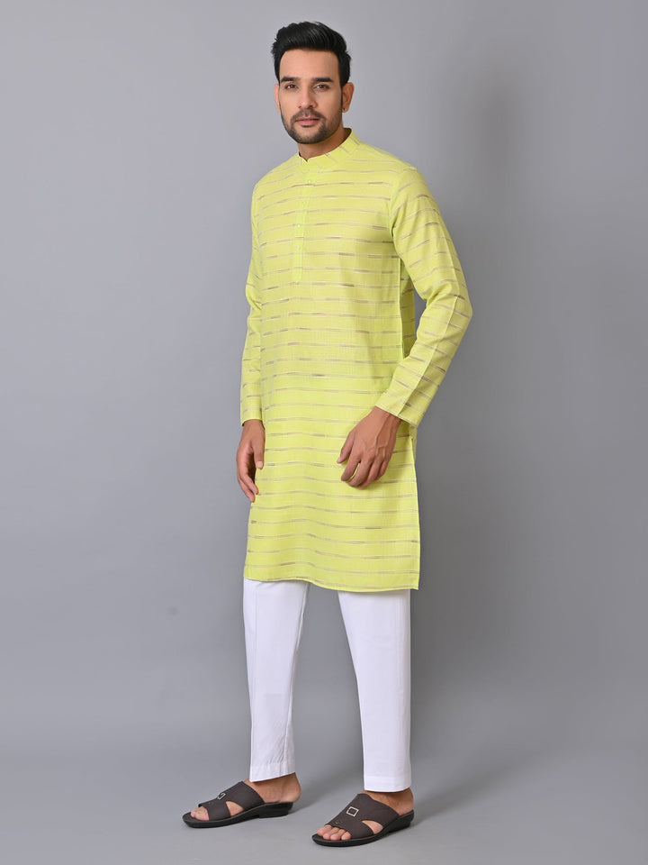 Striped Lime Green Kurta Set