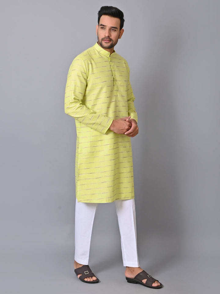 Striped Lime Green Kurta Set