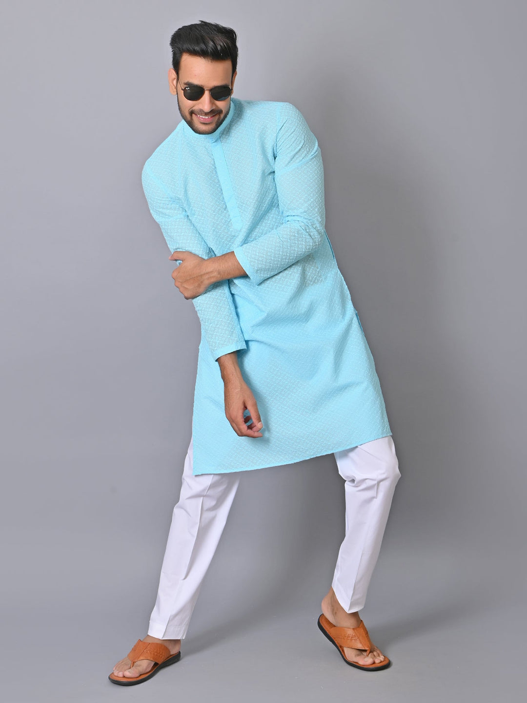 Geometric Blue Kurta Set