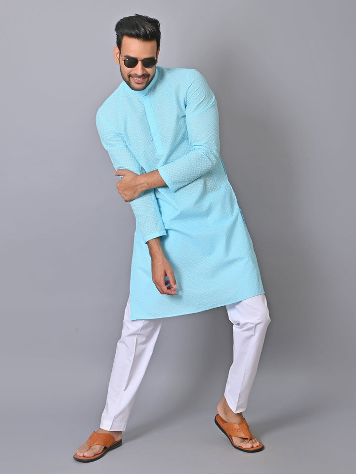 Geometric Blue Kurta Set