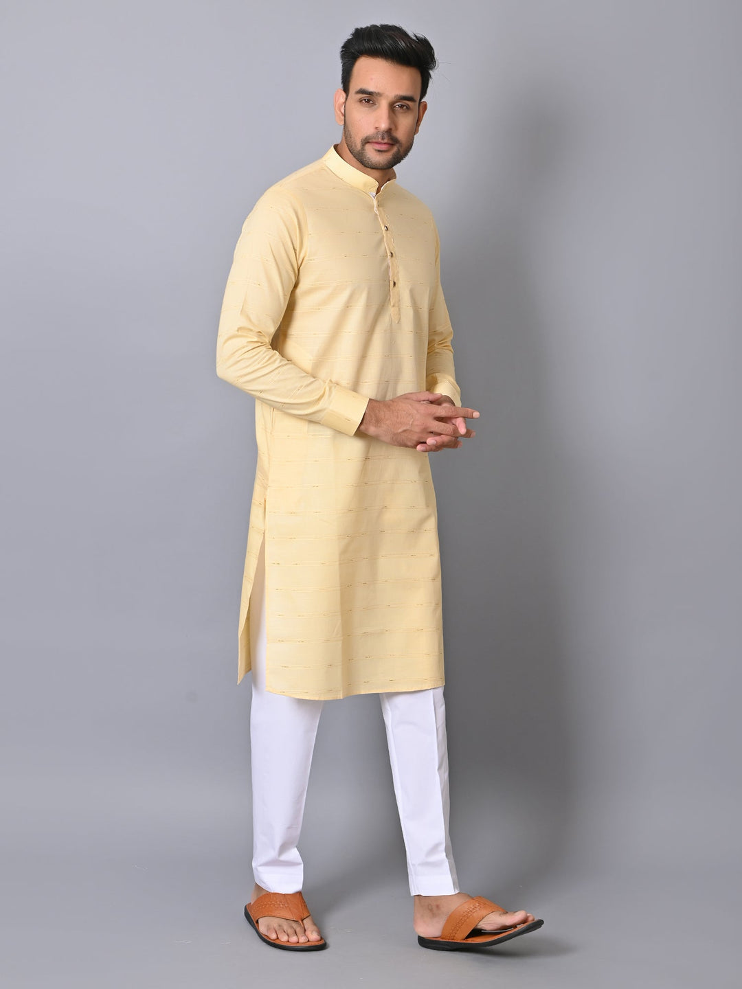 Striped Yellow Kurta Set