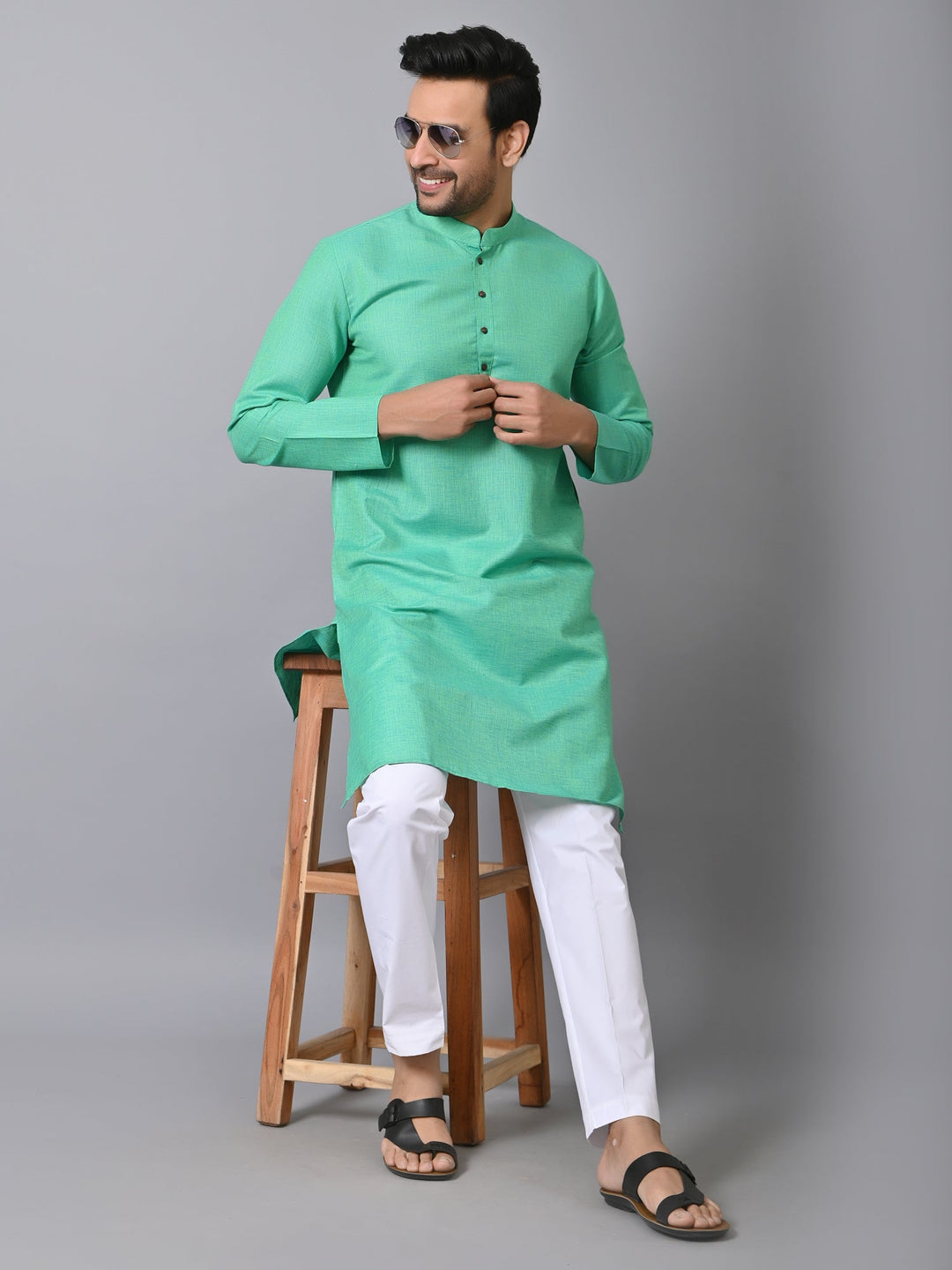 Solid Sea Green Kurta Set