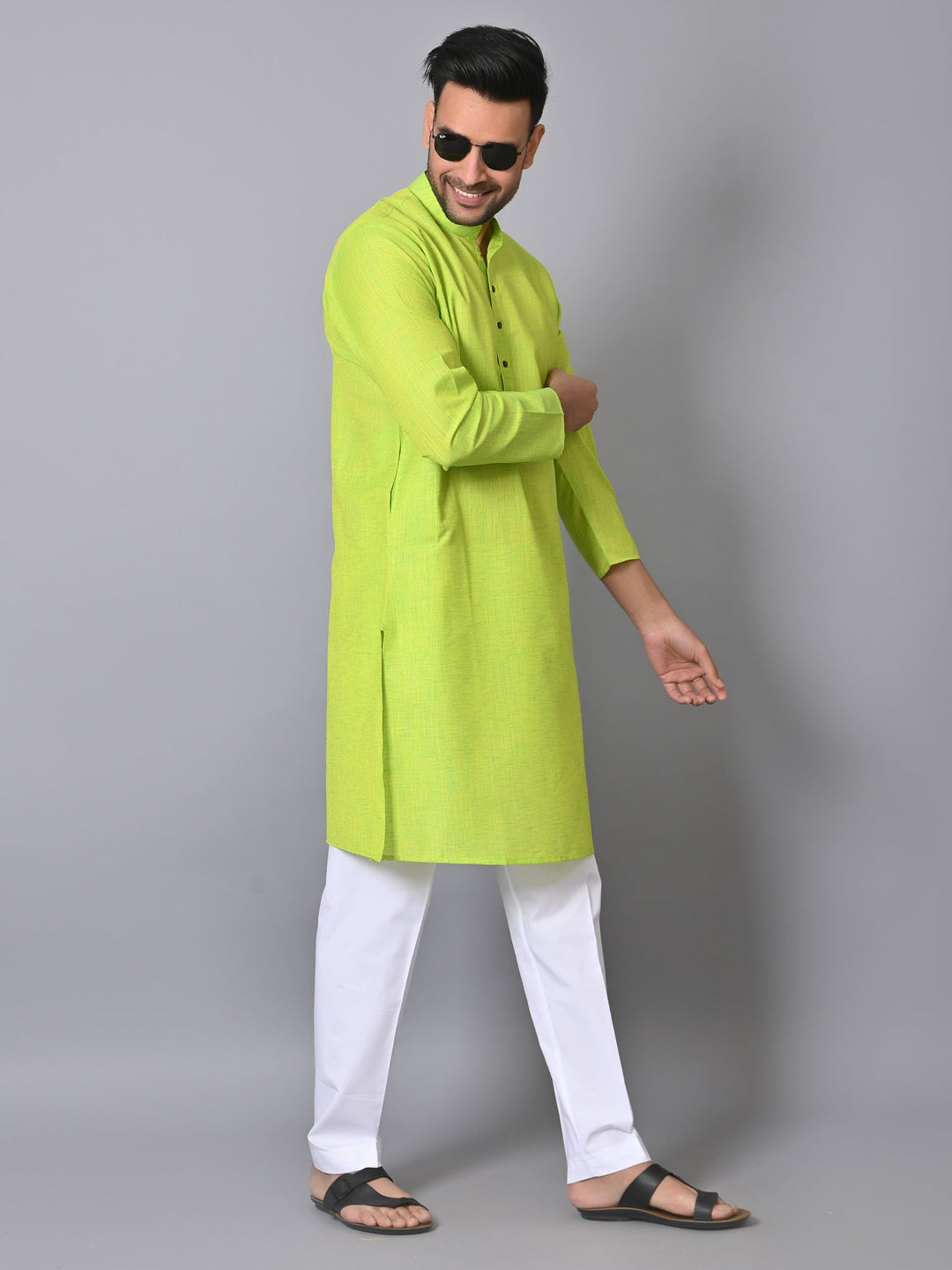 Solid Lime Green Kurta Set