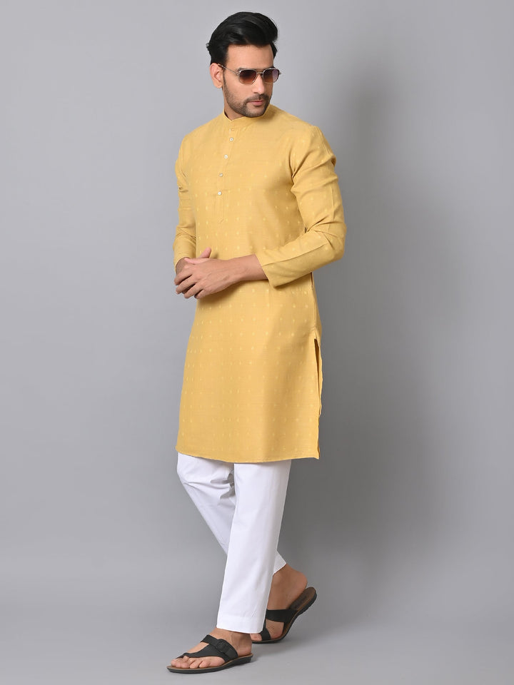 Self Design Yellow Kurta Set