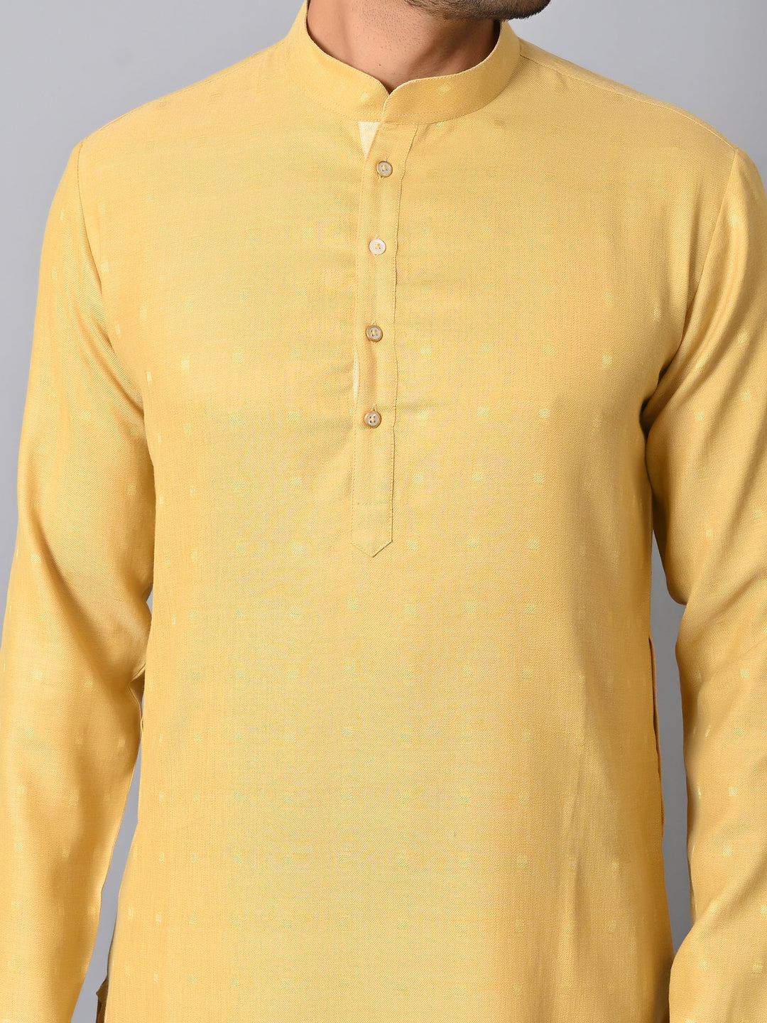 Self Design Yellow Kurta Set