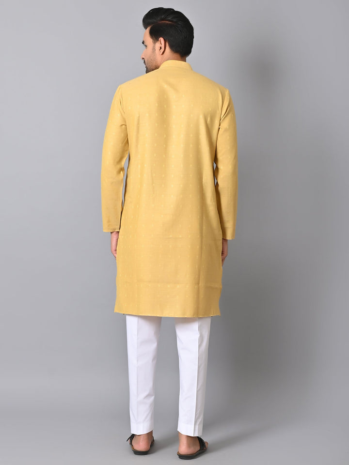 Self Design Yellow Kurta Set