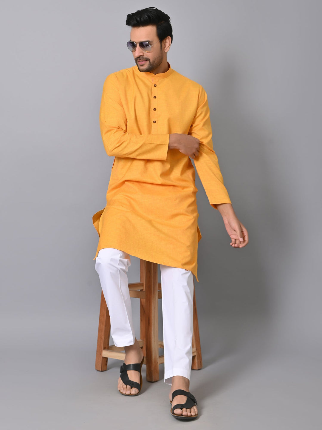 Solid Yellow Kurta Set