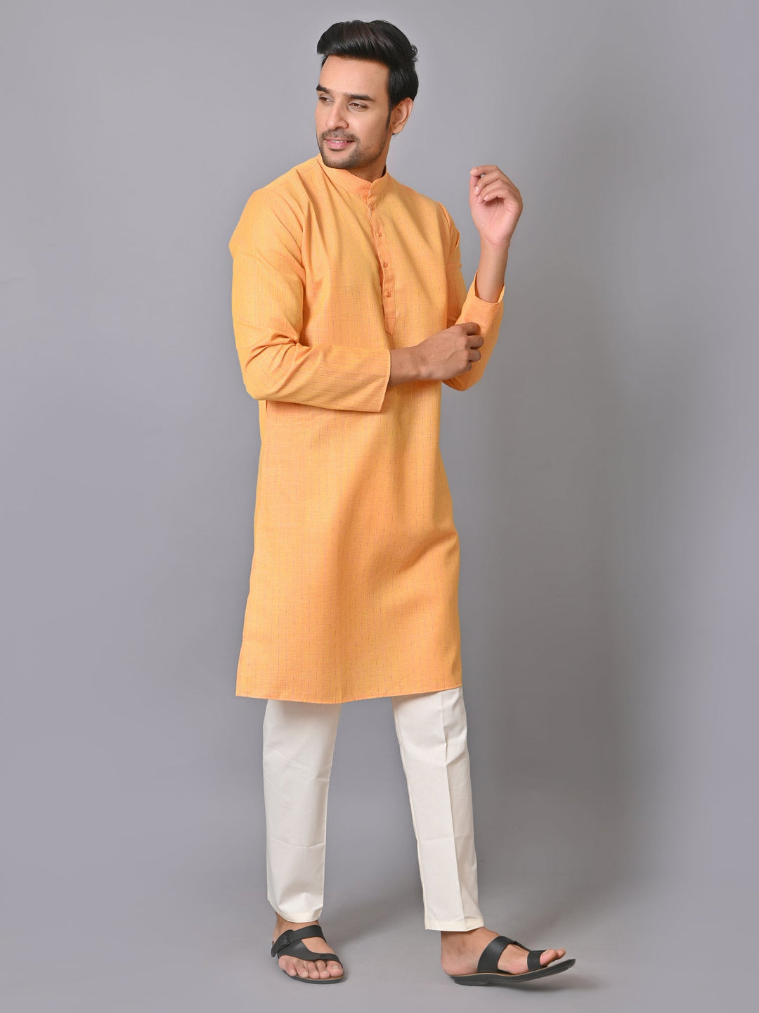 Striped Orange Kurta Set