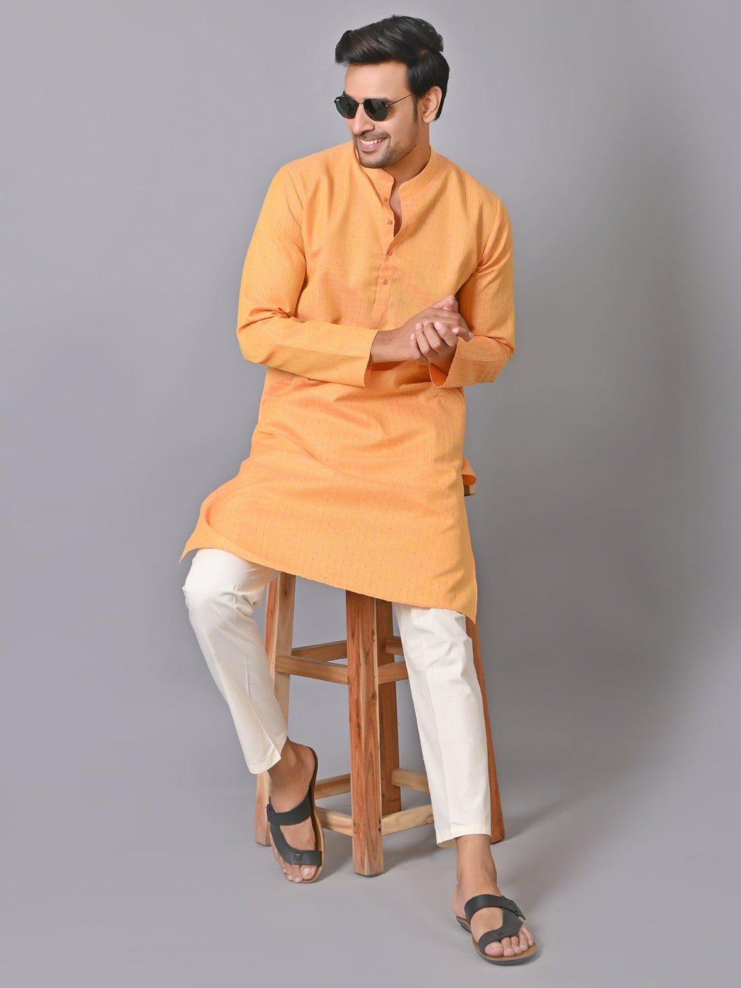 Striped Orange Kurta Set