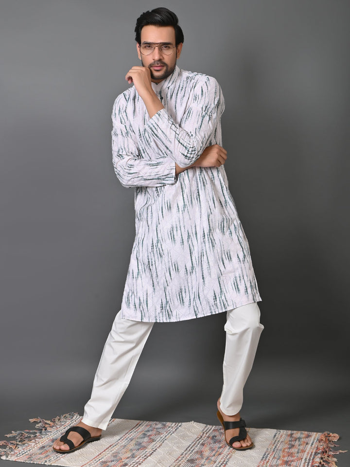 Tie Dye White Kurta Set