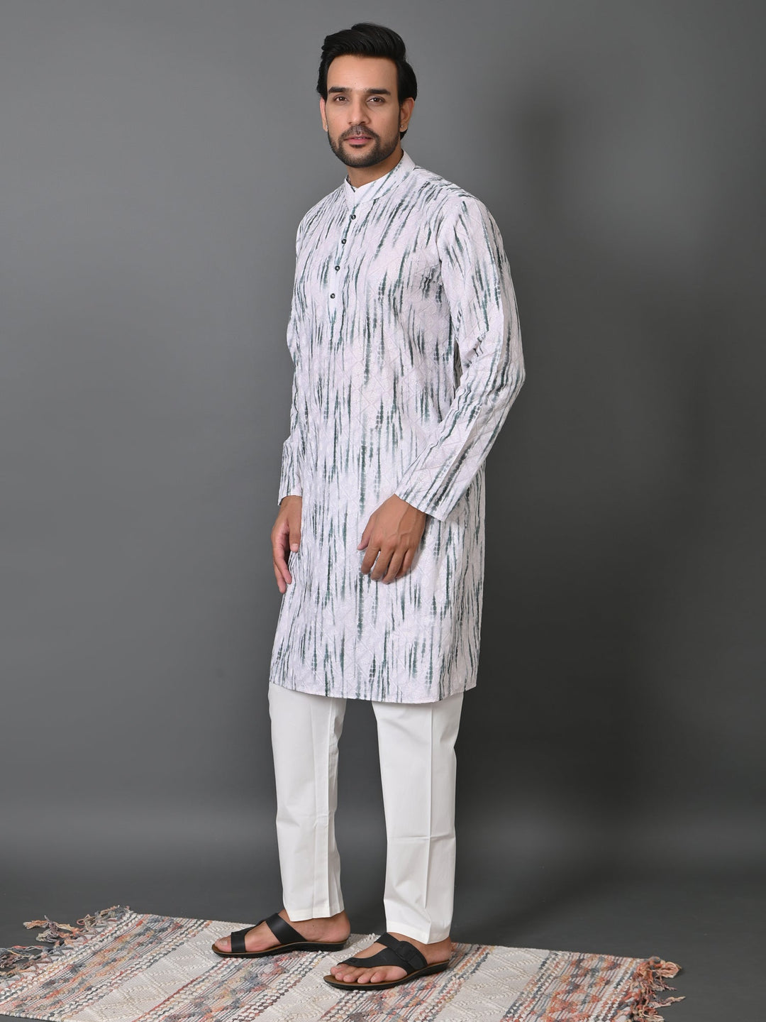 Tie Dye White Kurta Set