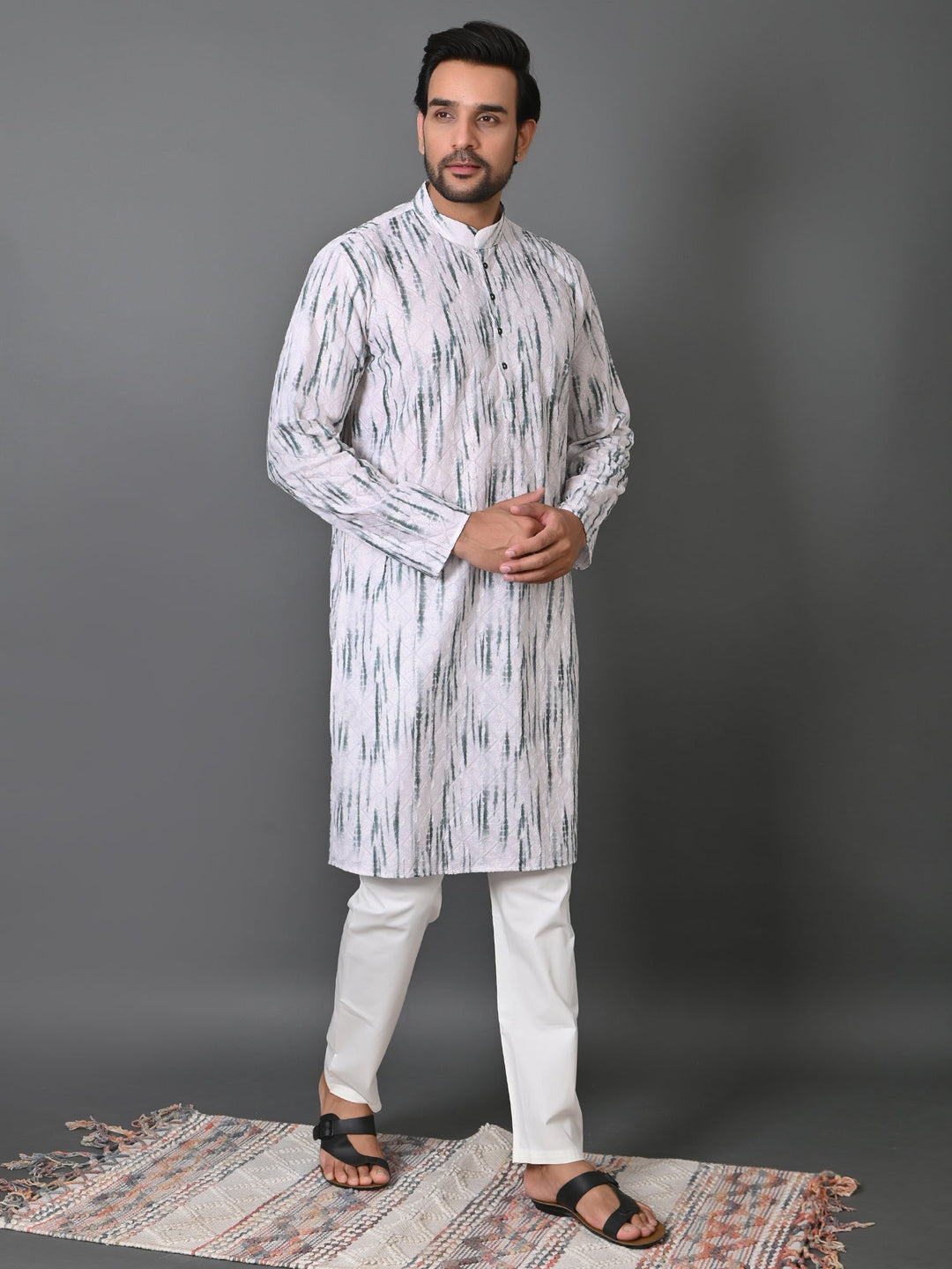 Tie Dye White Kurta Set