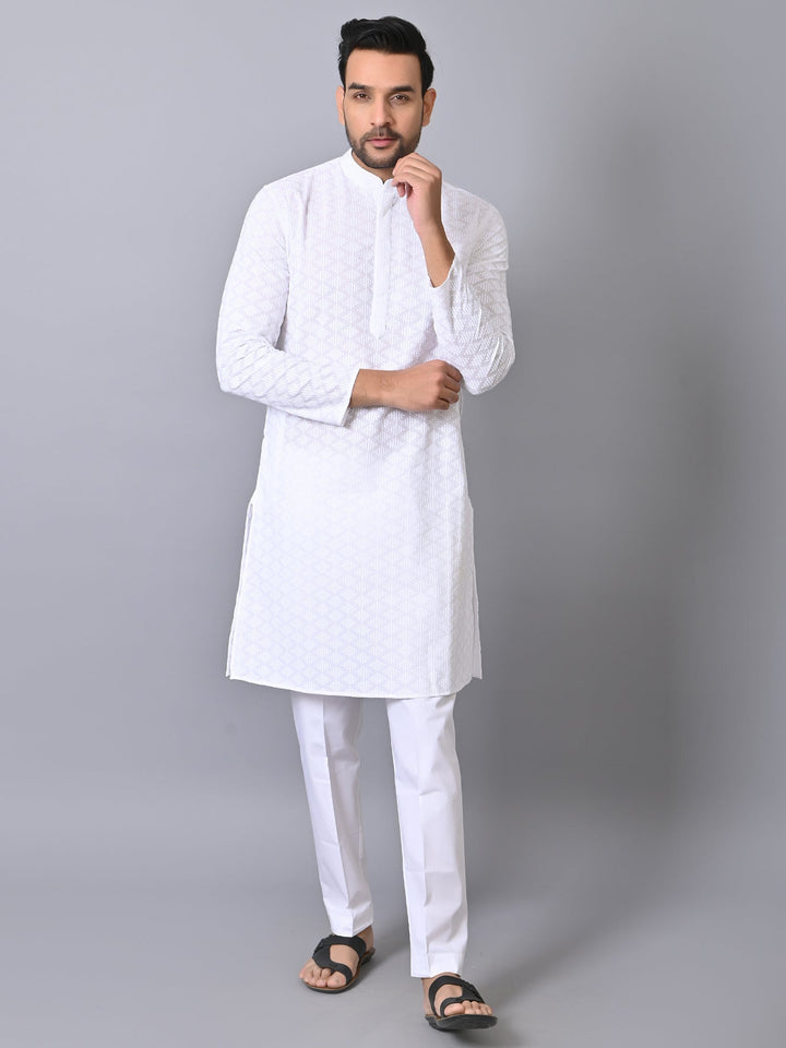 Chikan White Kurta Set