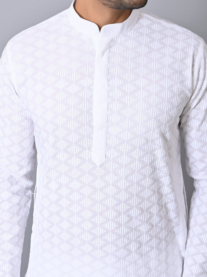 Chikan White Kurta Set