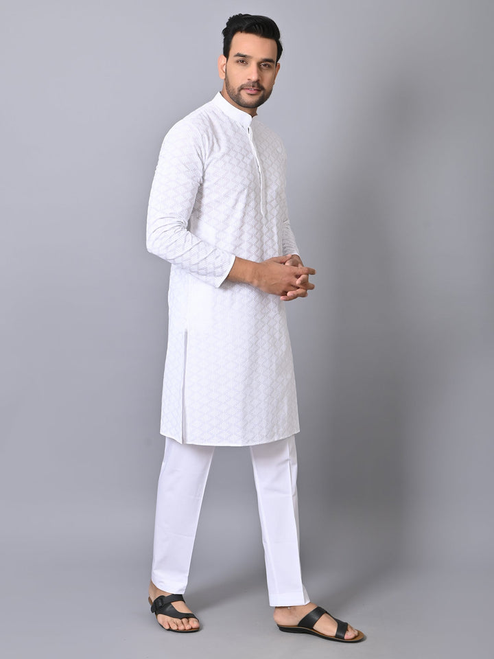Chikan White Kurta Set