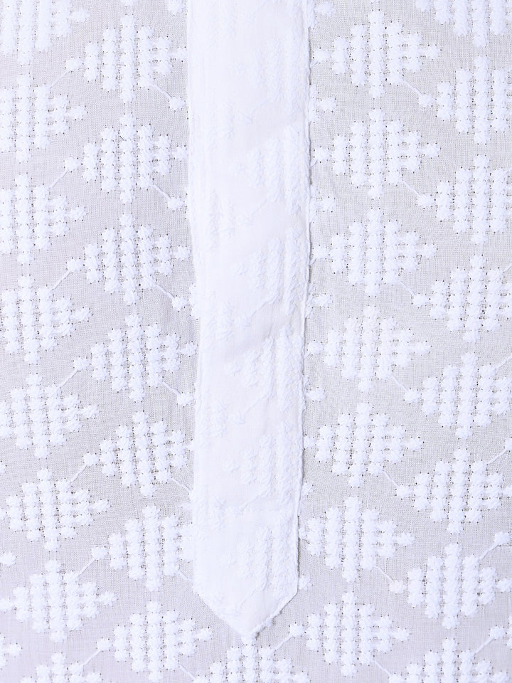Chikan White Kurta Set