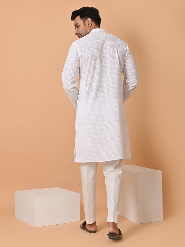 Chikan Off White Kurta Set