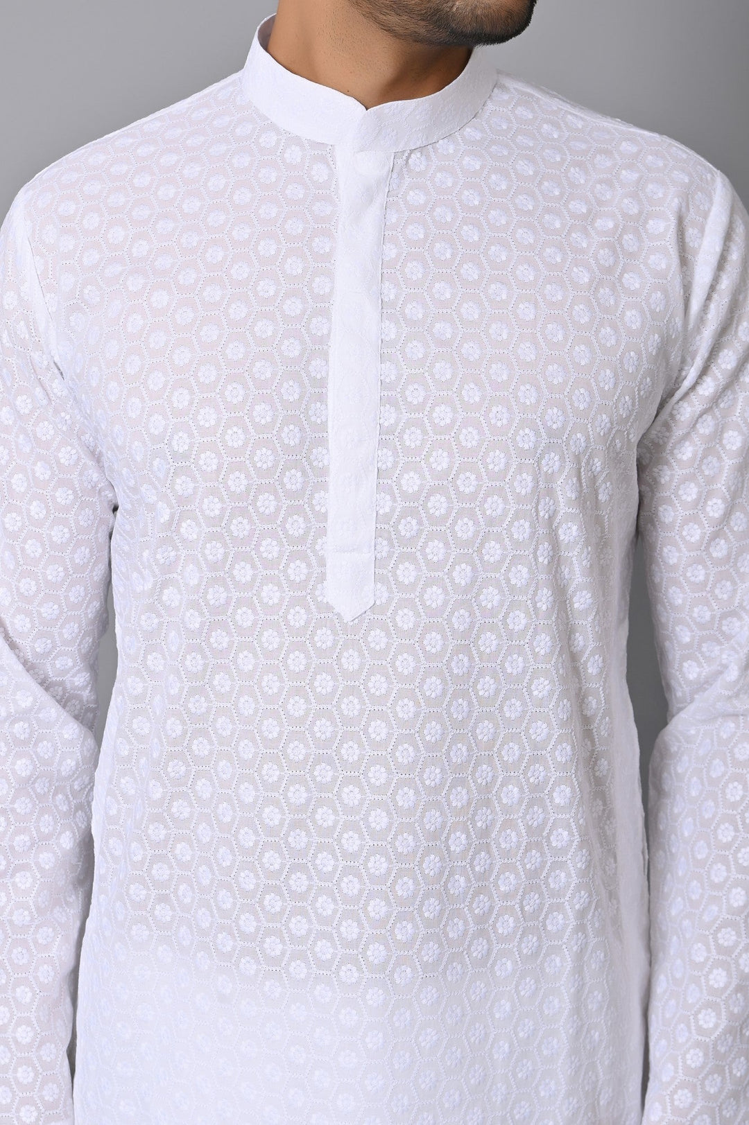 Chikan White Kurta Set