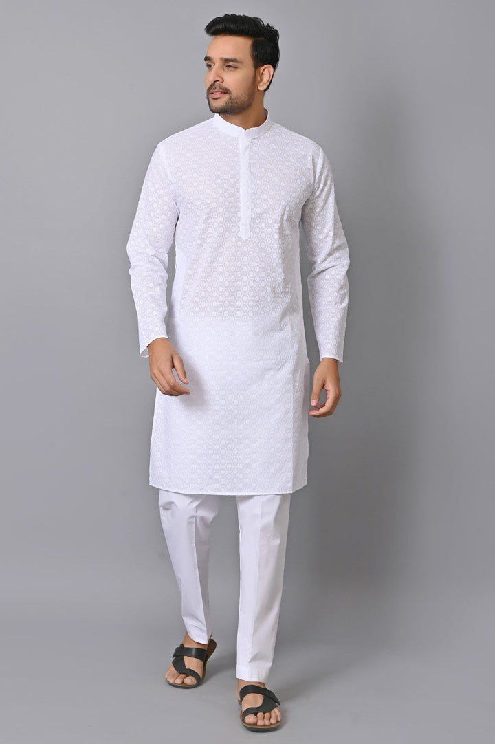 Chikan White Kurta Set