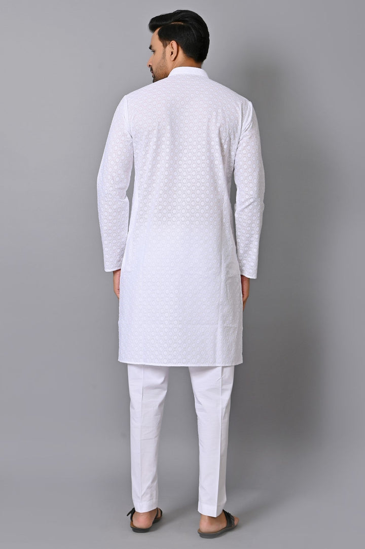 Chikan White Kurta Set