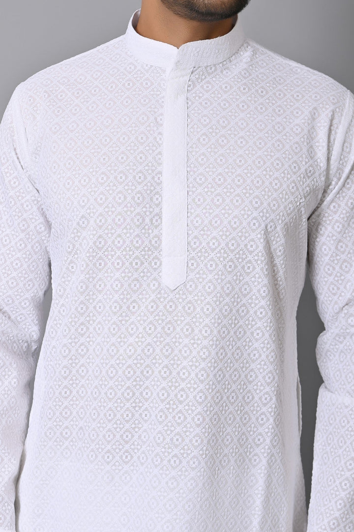 Chikan White Kurta Set