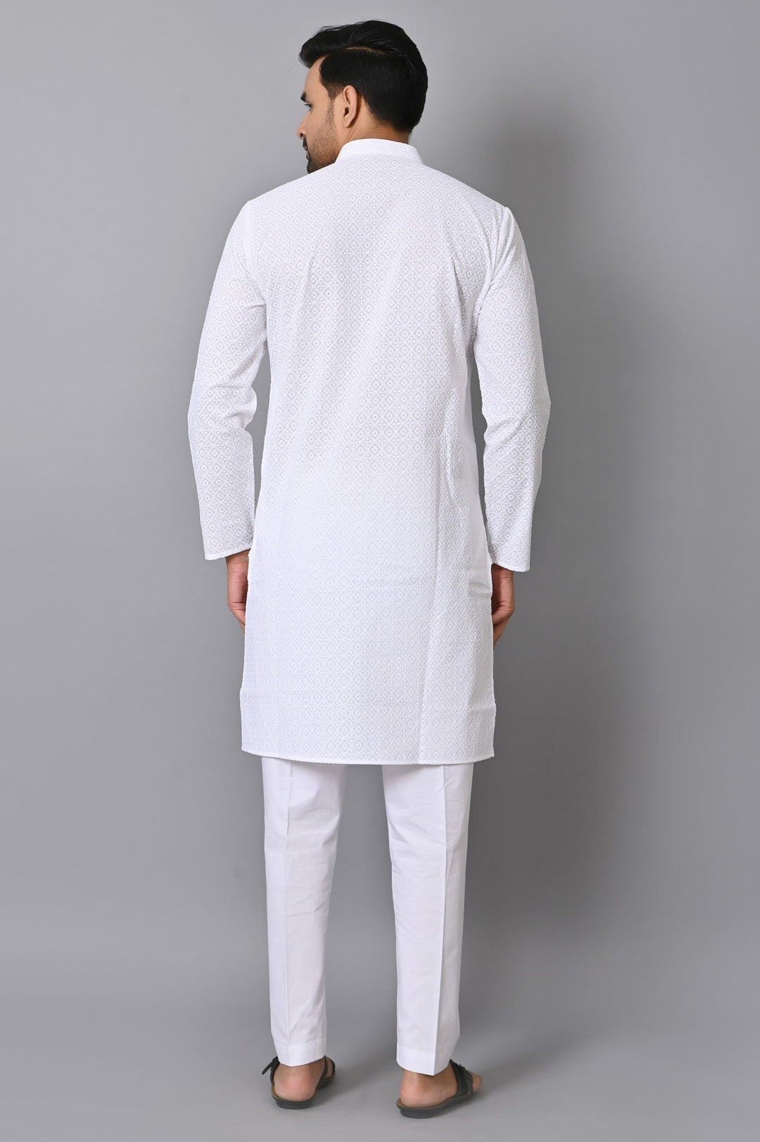 Chikan White Kurta Set