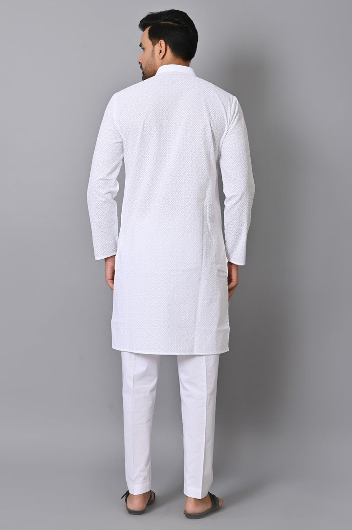 Chikan White Kurta Set