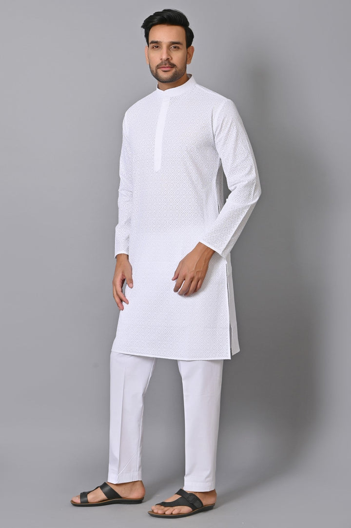 Chikan White Kurta Set