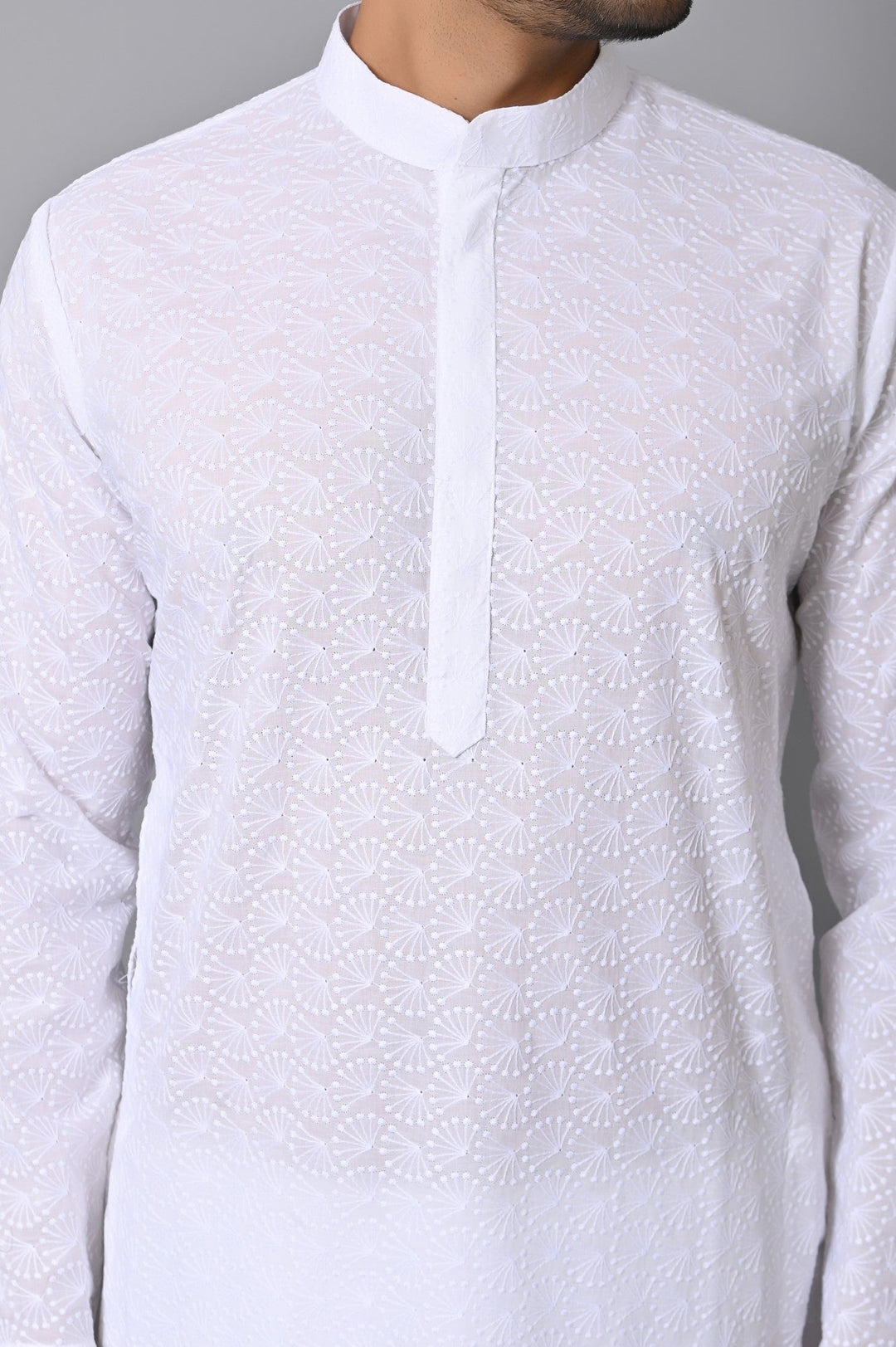 Chikan White Kurta Set