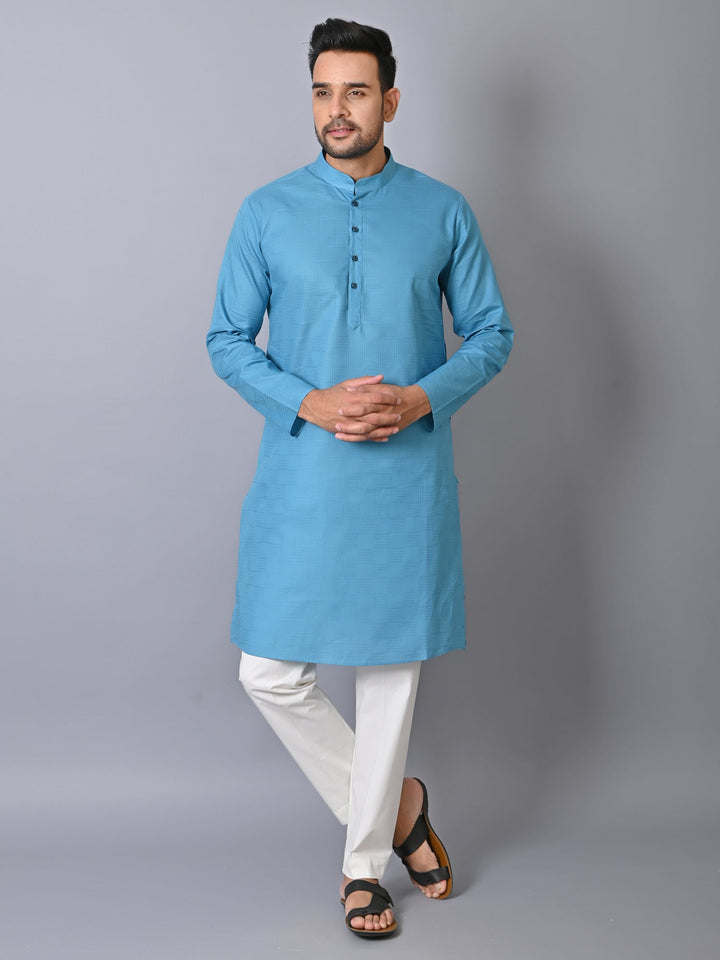 Textured Blue Kurta Set
