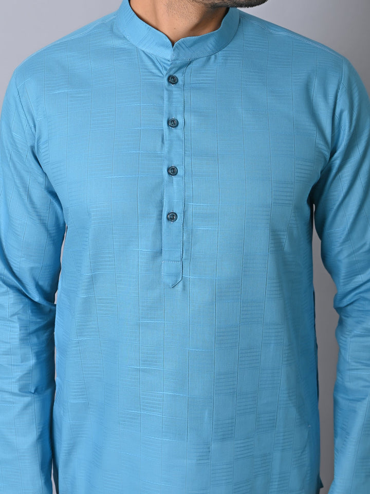 Textured Blue Kurta Set