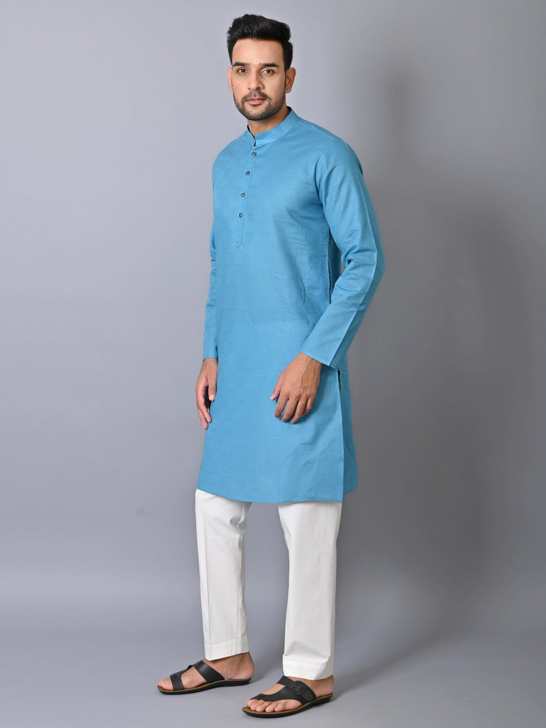Textured Blue Kurta Set