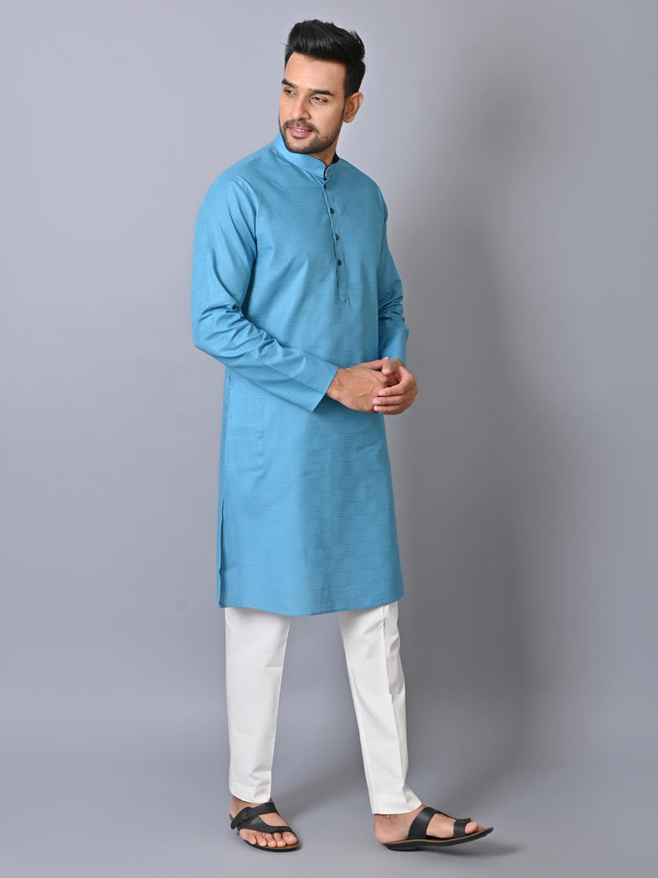 Textured Blue Kurta Set