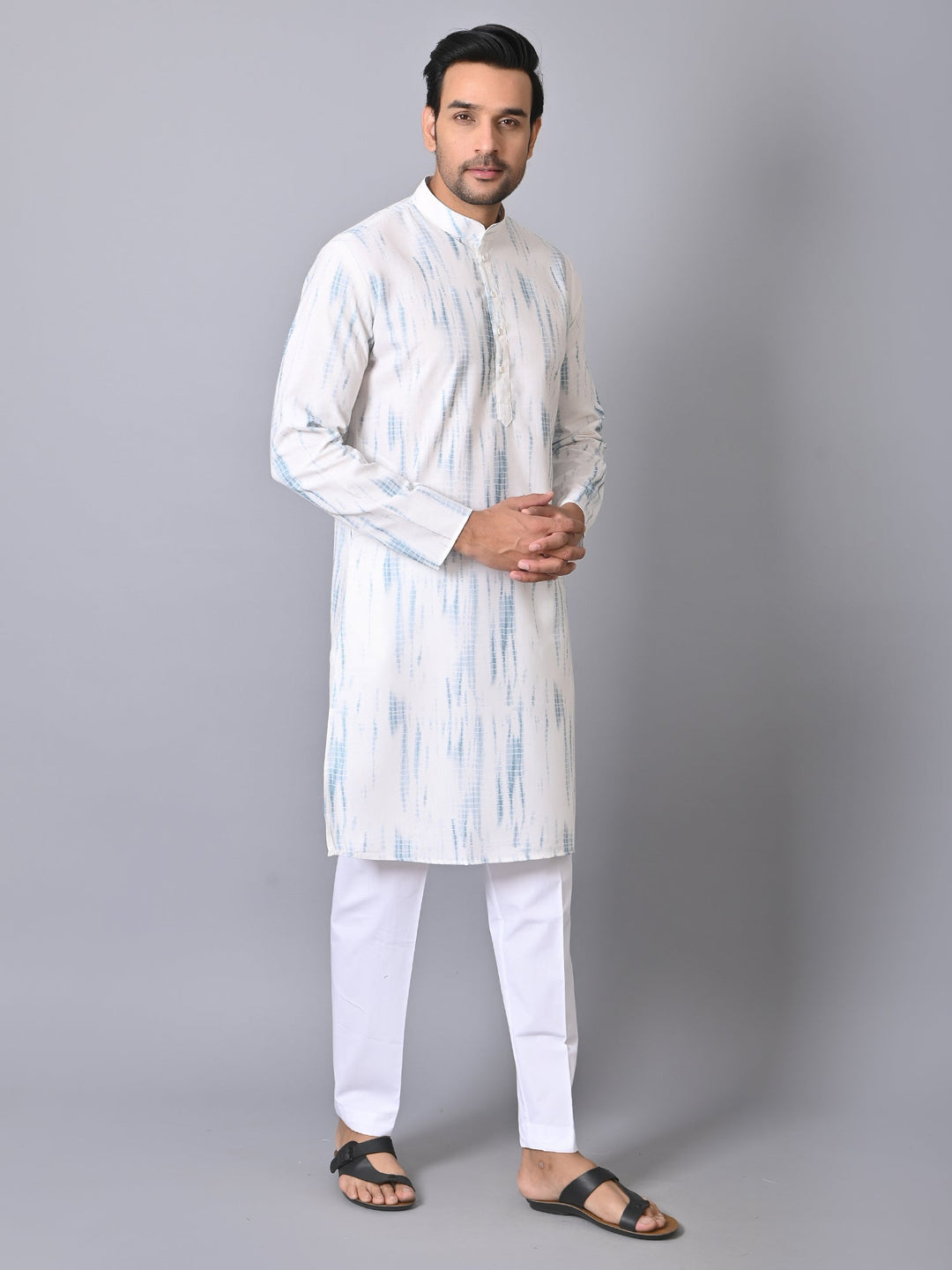 Textured Blue Kurta Set