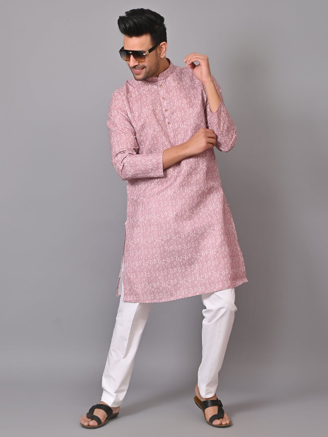 Ethnic Motifs Pink Kurta Set