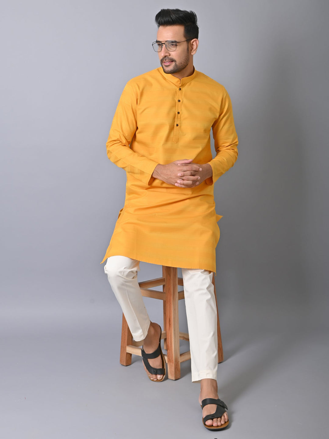 Striped Yellow Kurta Set