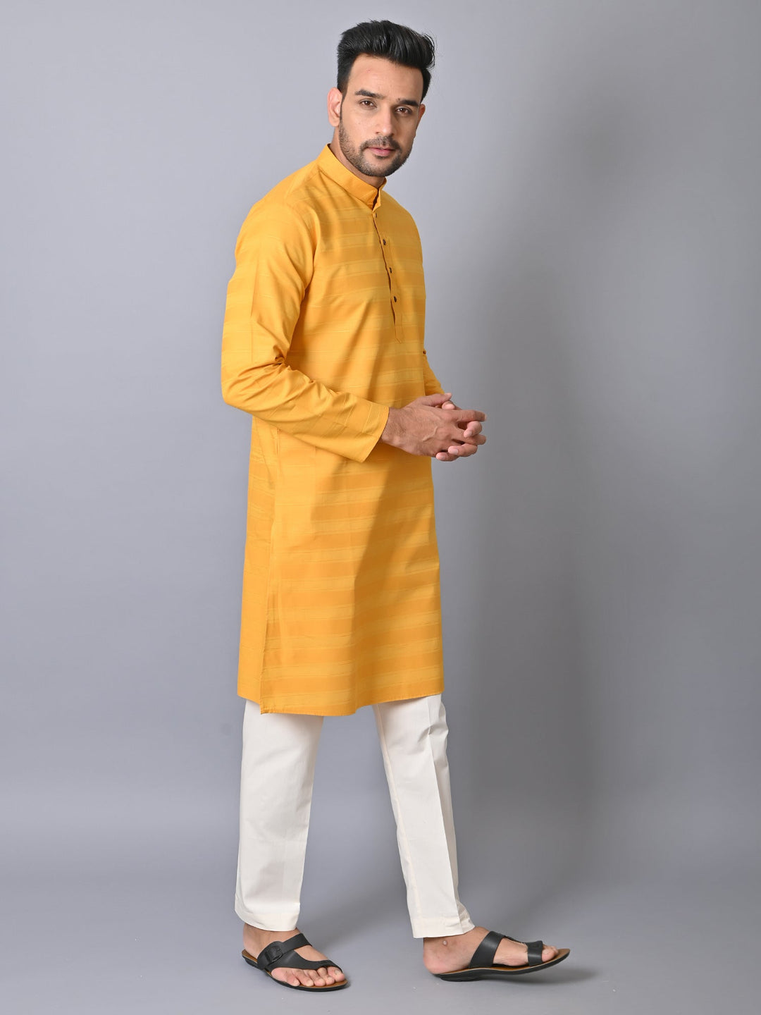 Striped Yellow Kurta Set