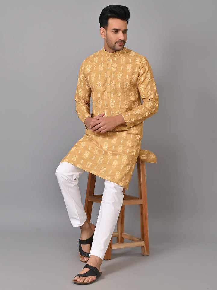 Chikan Mustard Kurta Set