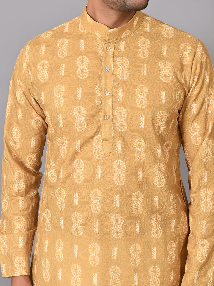 Chikan Mustard Kurta Set