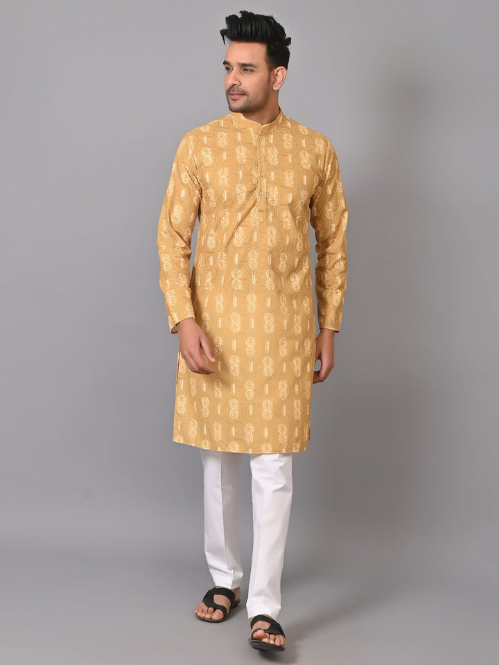 Chikan Mustard Kurta Set