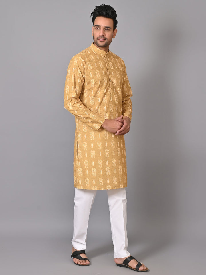 Chikan Mustard Kurta Set